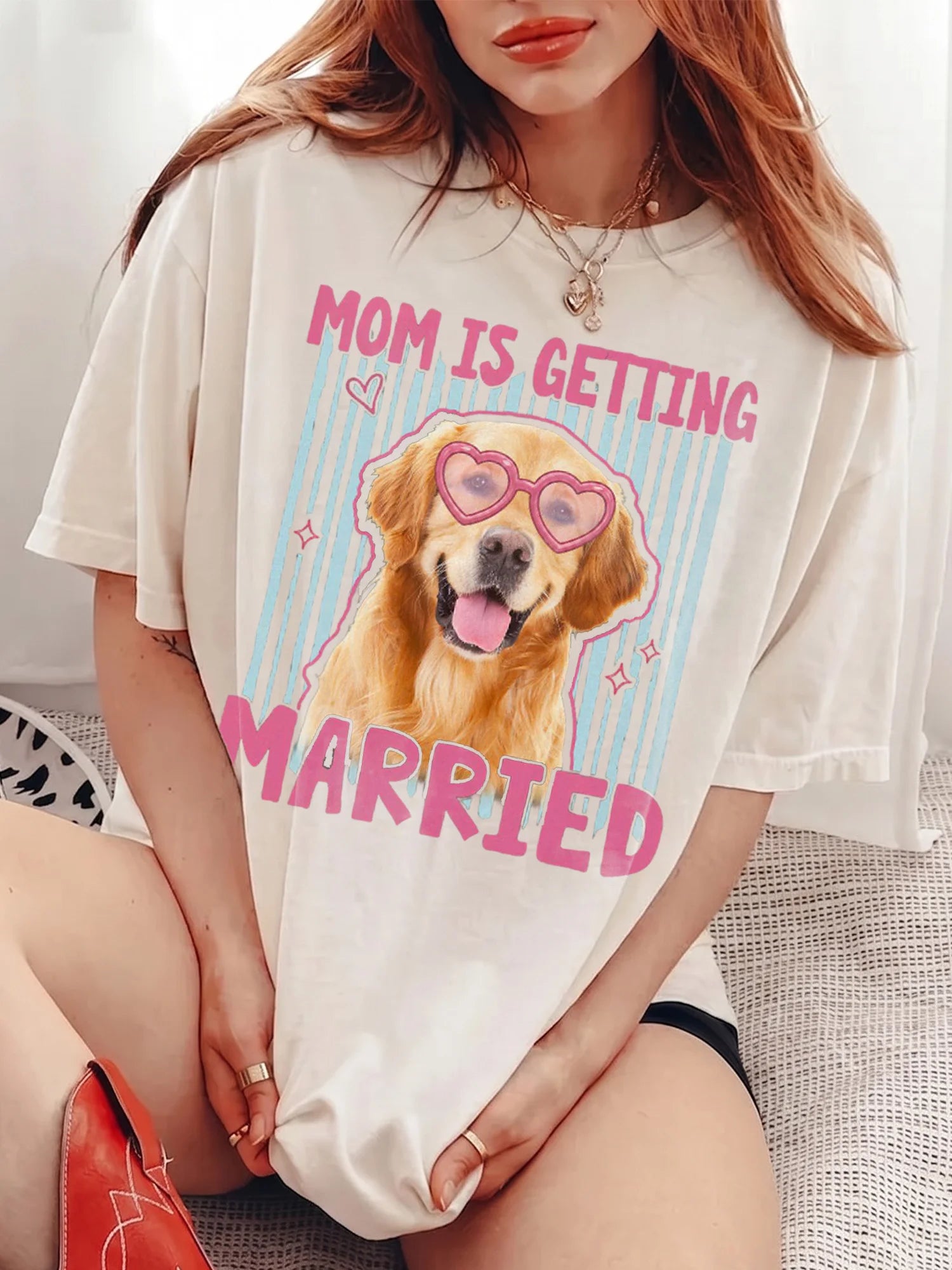 My Mom Is Getting Married Golden Retriever T-Shirt Custom Wedding Announcement Tee Mother of the Bride Gift