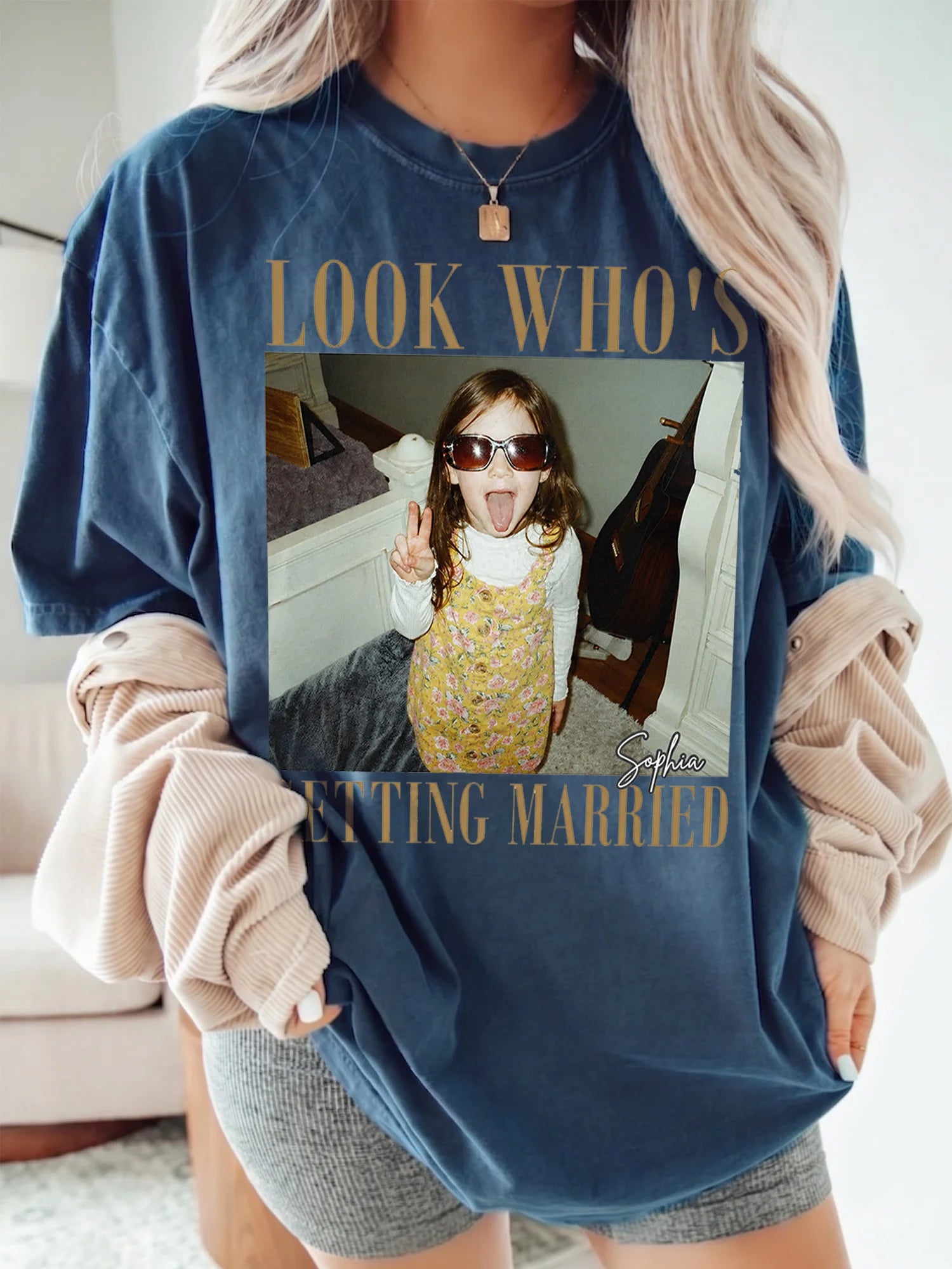 Look Who's Getting Married Custom Photo T-Shirt for Bride