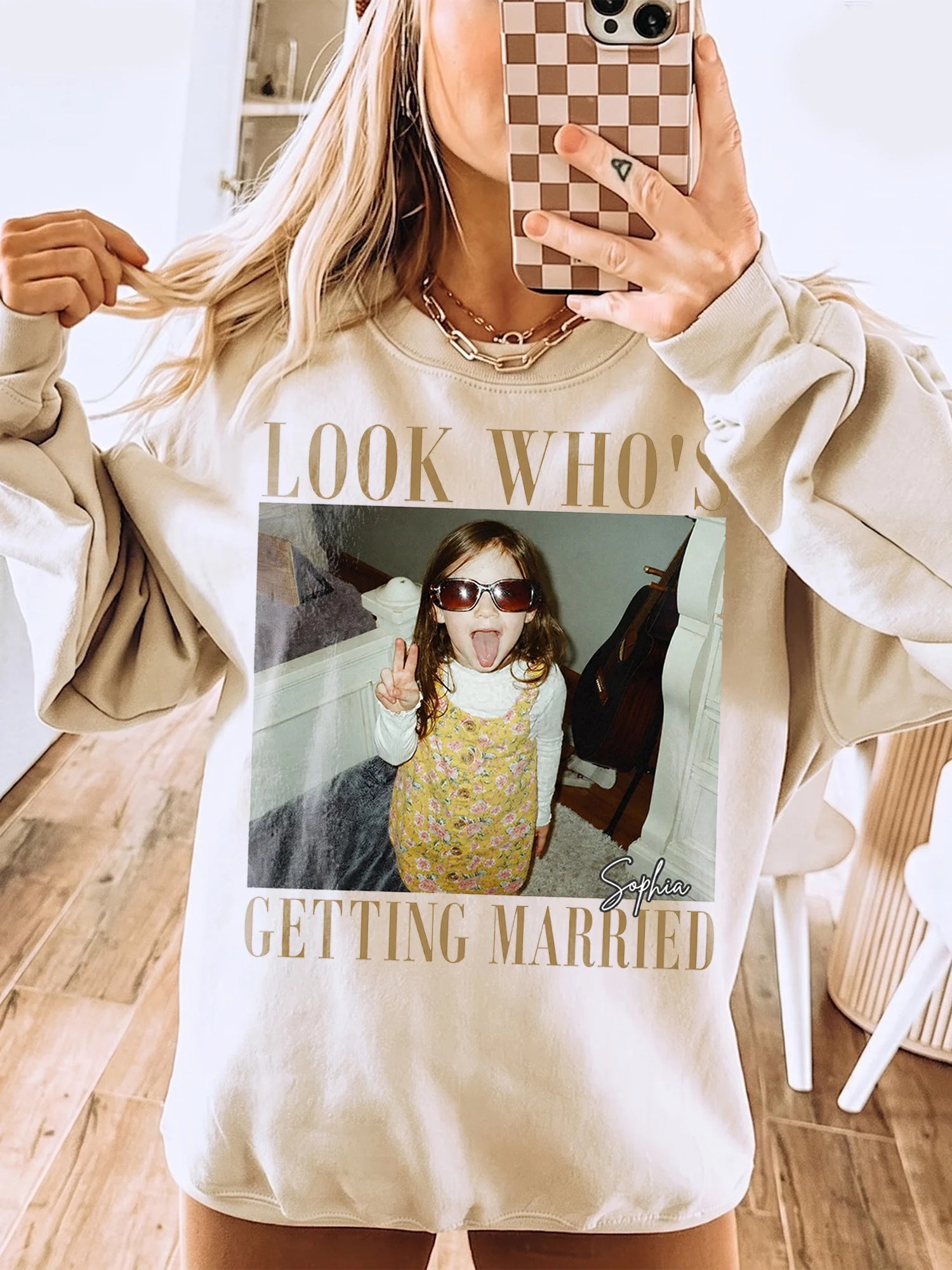Look Who's Getting Married Custom Photo T-Shirt for Bride