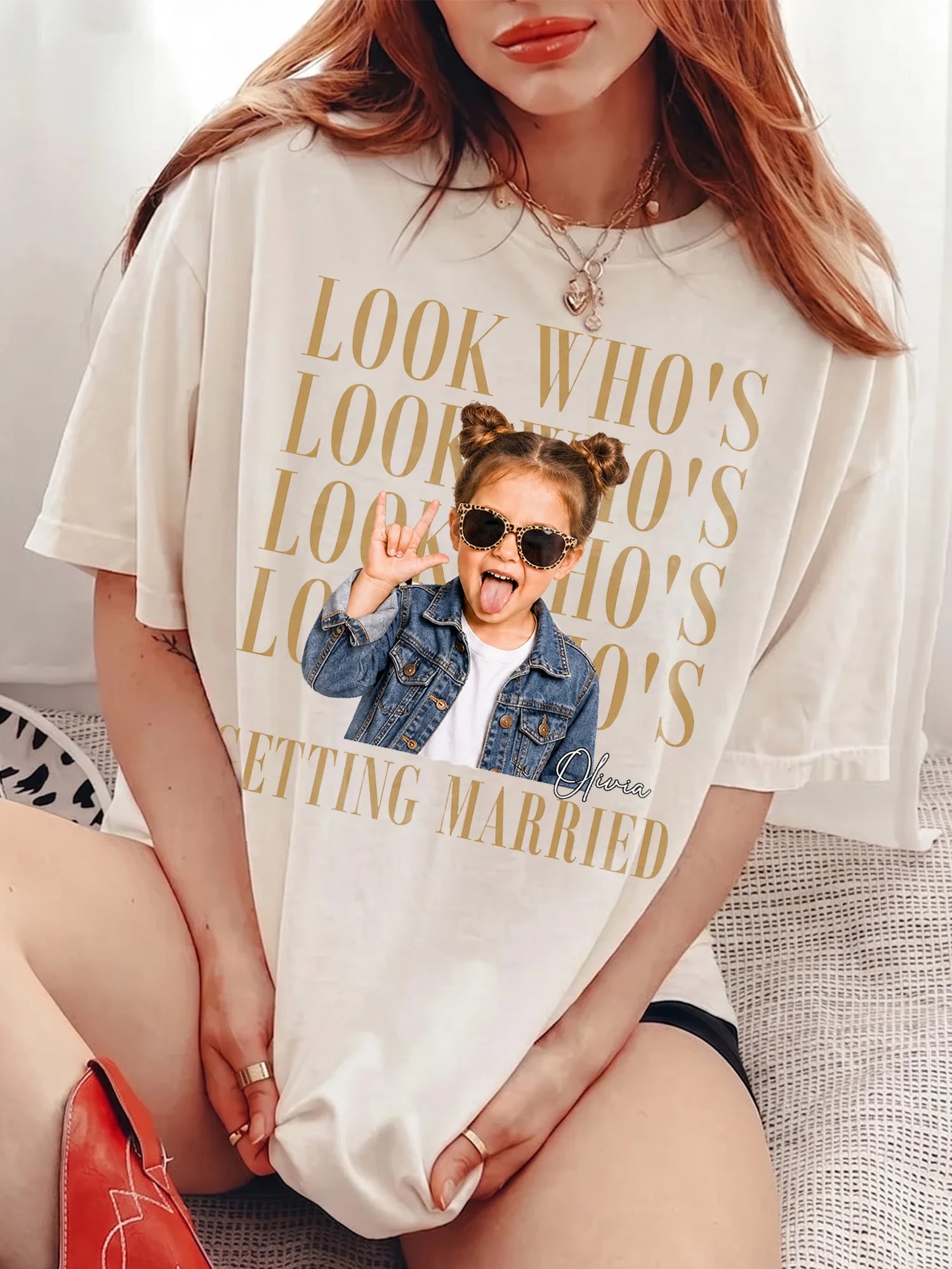 Look Who's Getting Married Custom Photo T-Shirt Funny Bridal Party Apparel