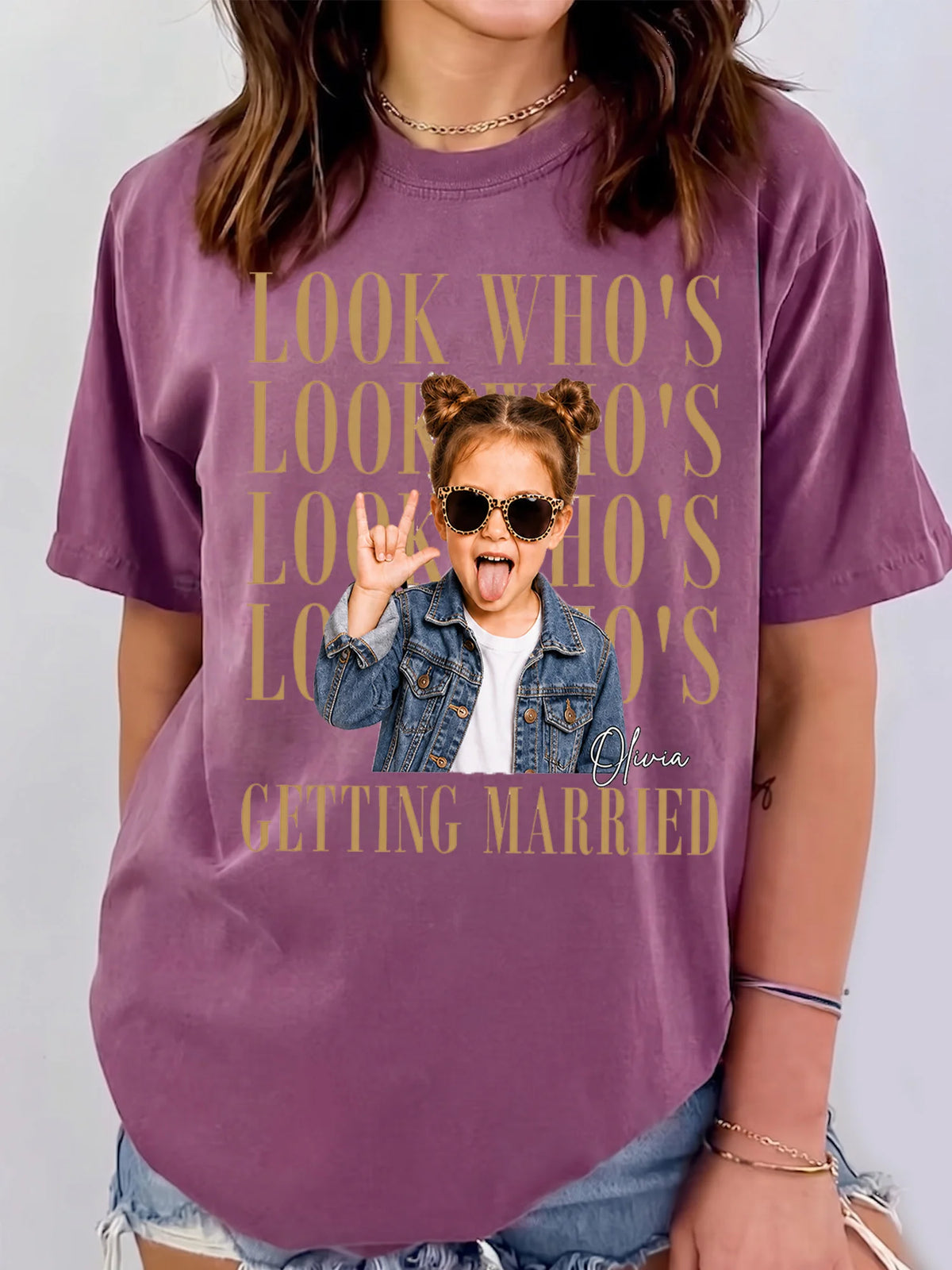 Look Who's Getting Married Custom Photo T-Shirt Funny Bridal Party Apparel