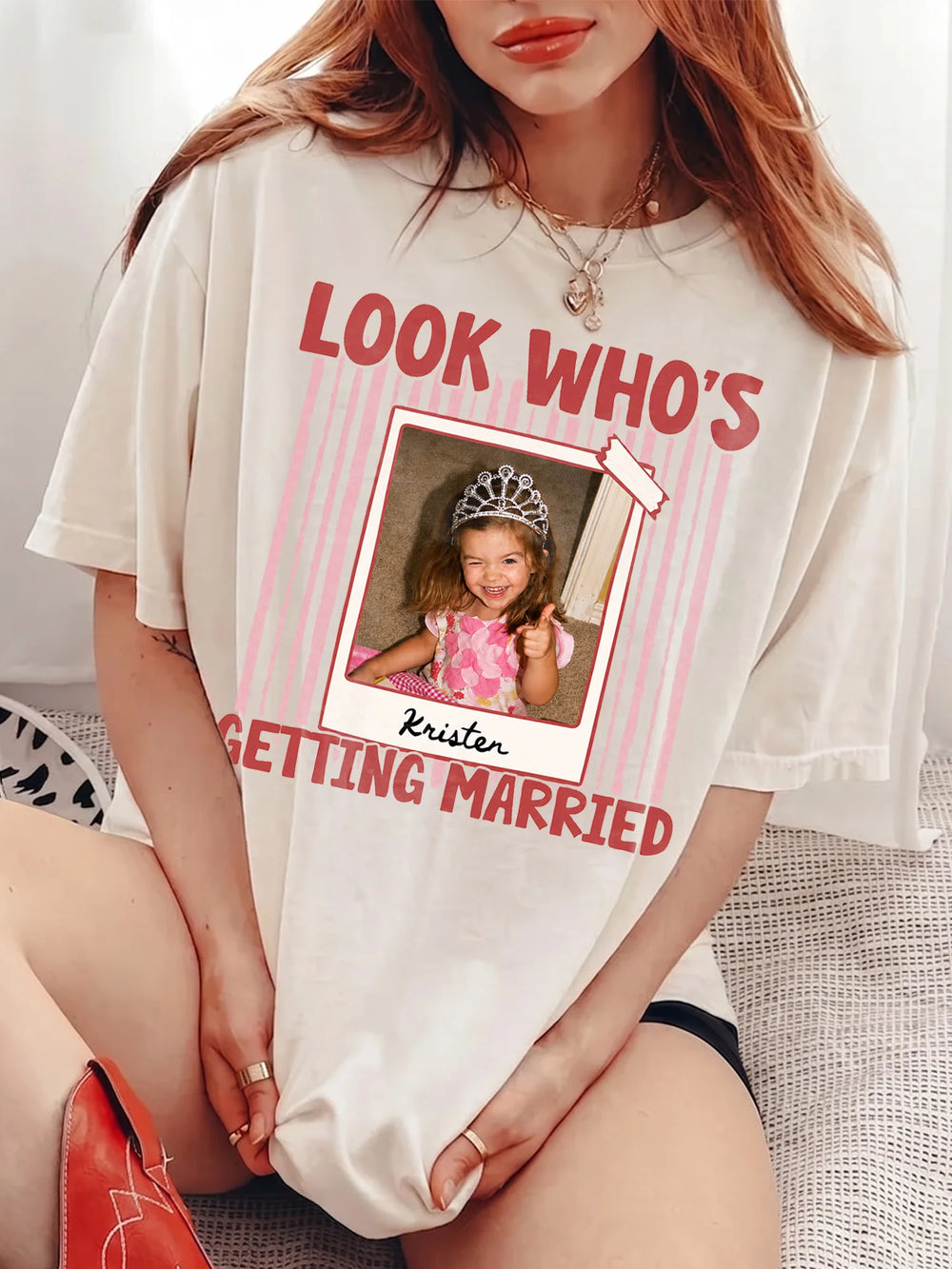 Look Who's Getting Married Tee Custom Photo Bridal Party Bachelorette Shirt