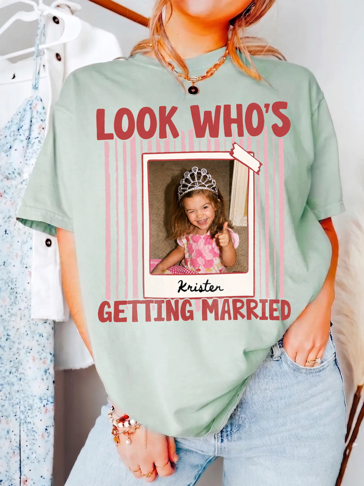 Look Who's Getting Married Tee Custom Photo Bridal Party Bachelorette Shirt