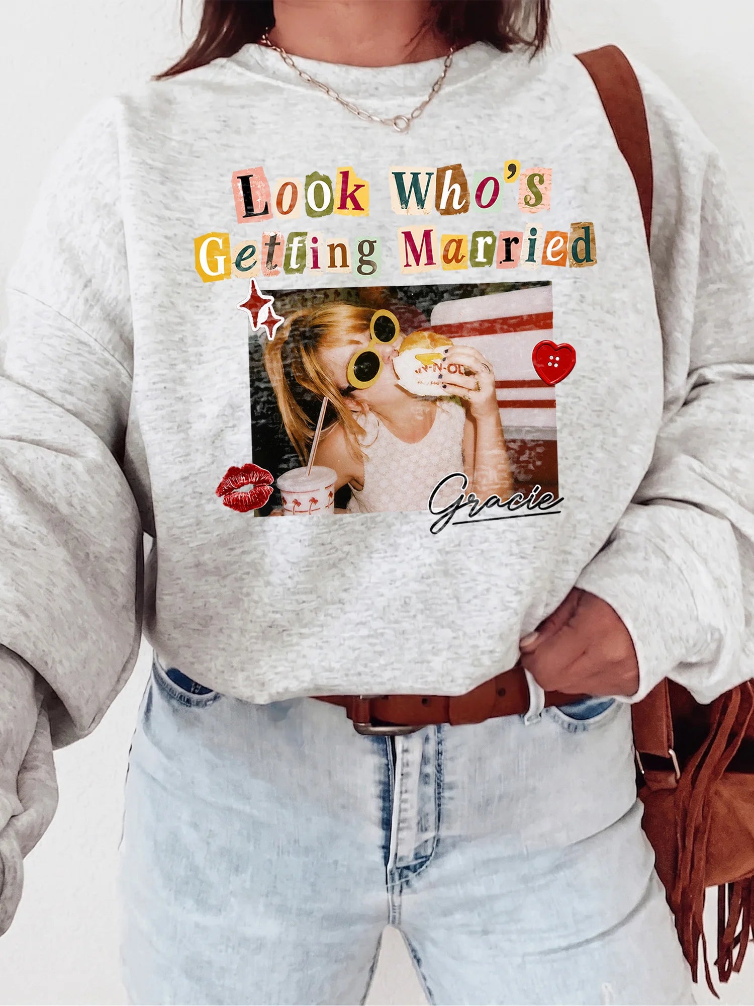 Look Who's Getting Married Custom Photo T-Shirt Personalized Bride Name Shirt