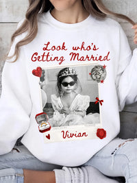 Look Who's Getting Married Sweatshirt Personalized Bridal Shower Gift Custom Name Polaroid Frame Crewneck