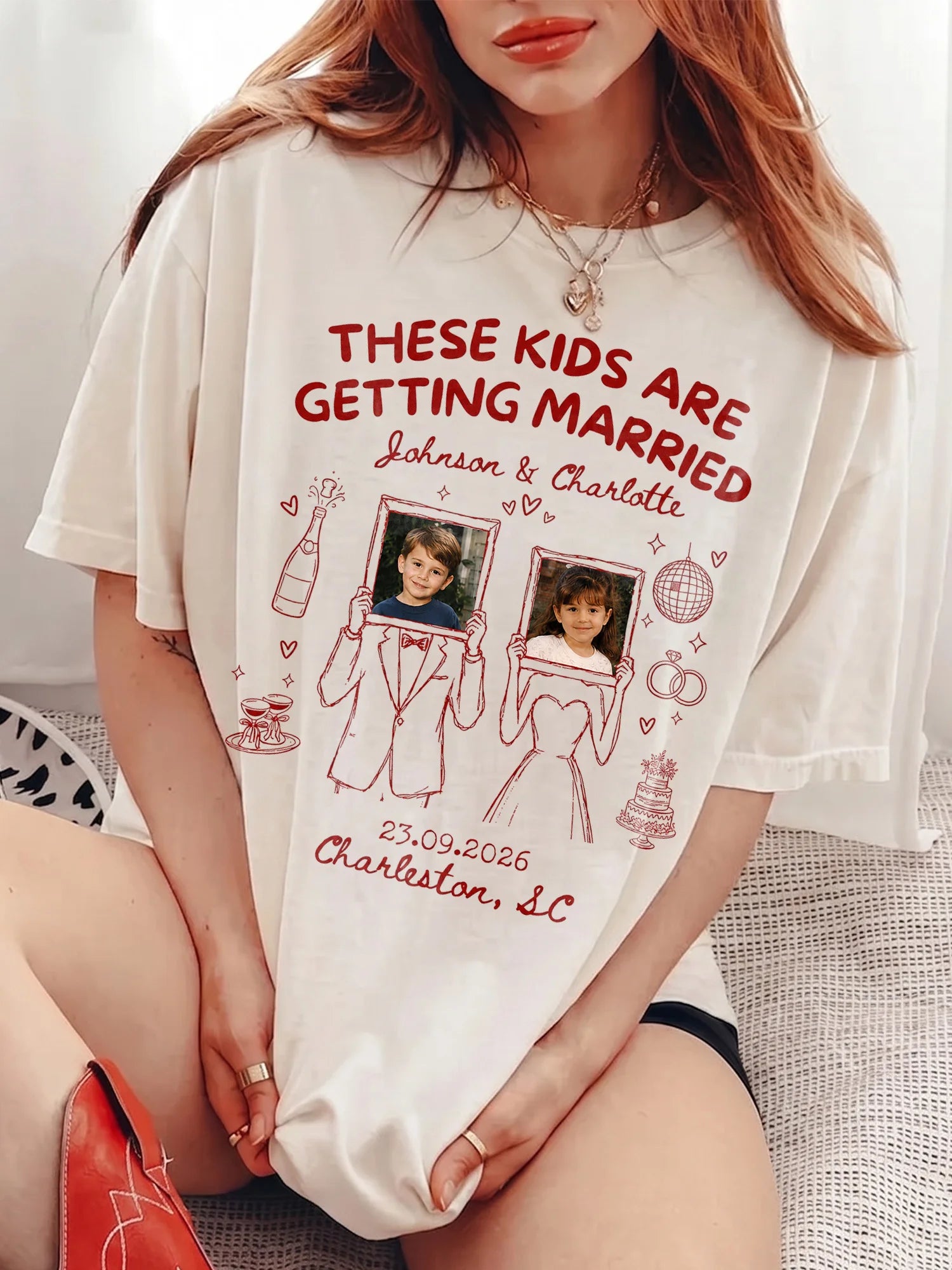 These Kids Are Getting Married Custom Photo T-Shirt Personalized Engagement Gift
