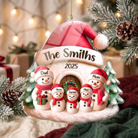 Close-up of Snowman Family Christmas Ornament — Ornament for streetwear fans in Los Angeles