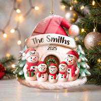 Customer in Los Angeles wearing Snowman Family Christmas Ornament — Ornament