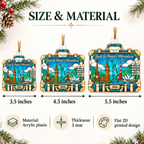 Close-up of Stained Glass World Travel Suitcase Ornament Personalized Holiday Gift for Travelers for streetwear fans in Los Angeles