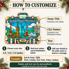 Close-up of Stained Glass World Travel Suitcase Ornament Personalized Holiday Gift for Travelers for streetwear fans in Los Angeles