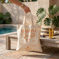 RodyThread Custom Bachelorette Bag Canvas Tote Bag for Bride and Bridesmaids Girls Trip Tropical Desert Party Palm Springs Aesthetic Natural Cotton Canvas Beach Tote Bach Club Custom Gifts for Her Hawaii Getaway Swag Bag Large Capacity Bridal Favors