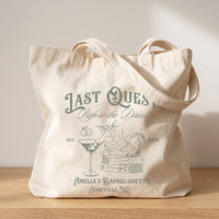 RodyThread Last Quest Before the Dress Tote Bag For Bride And Bridesmaids Bachelorette Squad Gift Fantasy RPG Medieval Renaissance Faire Bookish Aesthetic Natural Canvas Custom DND Party Favor Goodie Bag Hangover Kit Reusable