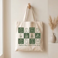 RodyThread Camp Bach Crew Lake Tahoe Bachelorette Party Favors Tote Bag For Bridesmaids Bridal Squad Retro 90s Preppy Glamping Aesthetic Custom Off-White Canvas Reusable Bag Cabin Trip Goodie Bags Last Trail Gifts