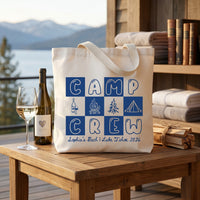 RodyThread Camp Bach Crew Lake Tahoe Bachelorette Party Favors Tote Bag For Bridesmaids Bridal Squad Retro 90s Preppy Glamping Aesthetic Custom Off-White Canvas Reusable Bag Cabin Trip Goodie Bags Last Trail Gifts