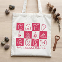 RodyThread Camp Bach Crew Lake Tahoe Bachelorette Party Favors Tote Bag For Bridesmaids Bridal Squad Retro 90s Preppy Glamping Aesthetic Custom Off-White Canvas Reusable Bag Cabin Trip Goodie Bags Last Trail Gifts