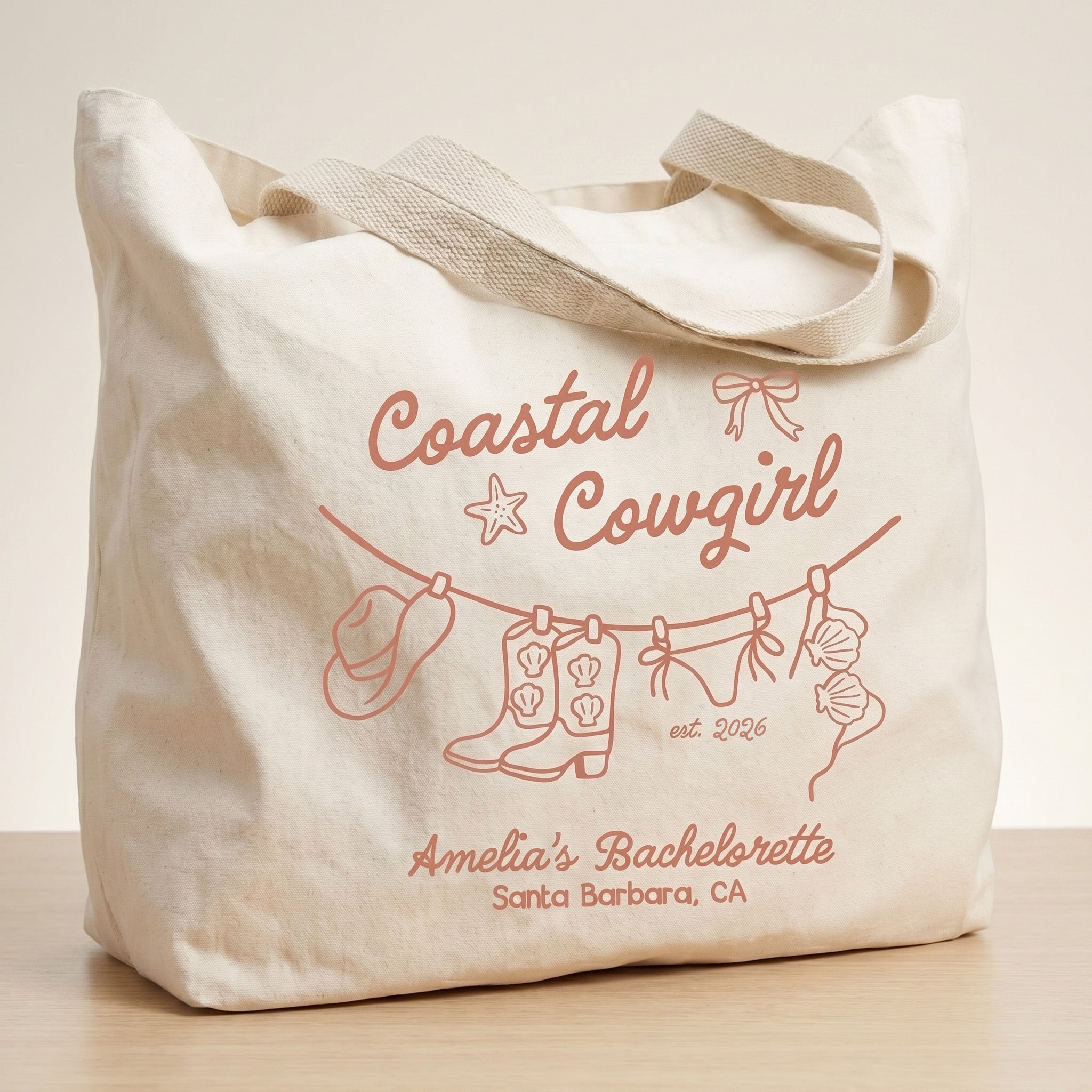 RodyThread Coastal Cowgirl Bachelorette Canvas Tote Bag For Bridesmaids And Beach Bride Western Preppy Aesthetic Cream Blue Last Toast On The Coast Hangover Kit Gift Bag Custom Bridesmaid Favor Girls Trip Reusable Beach Tote
