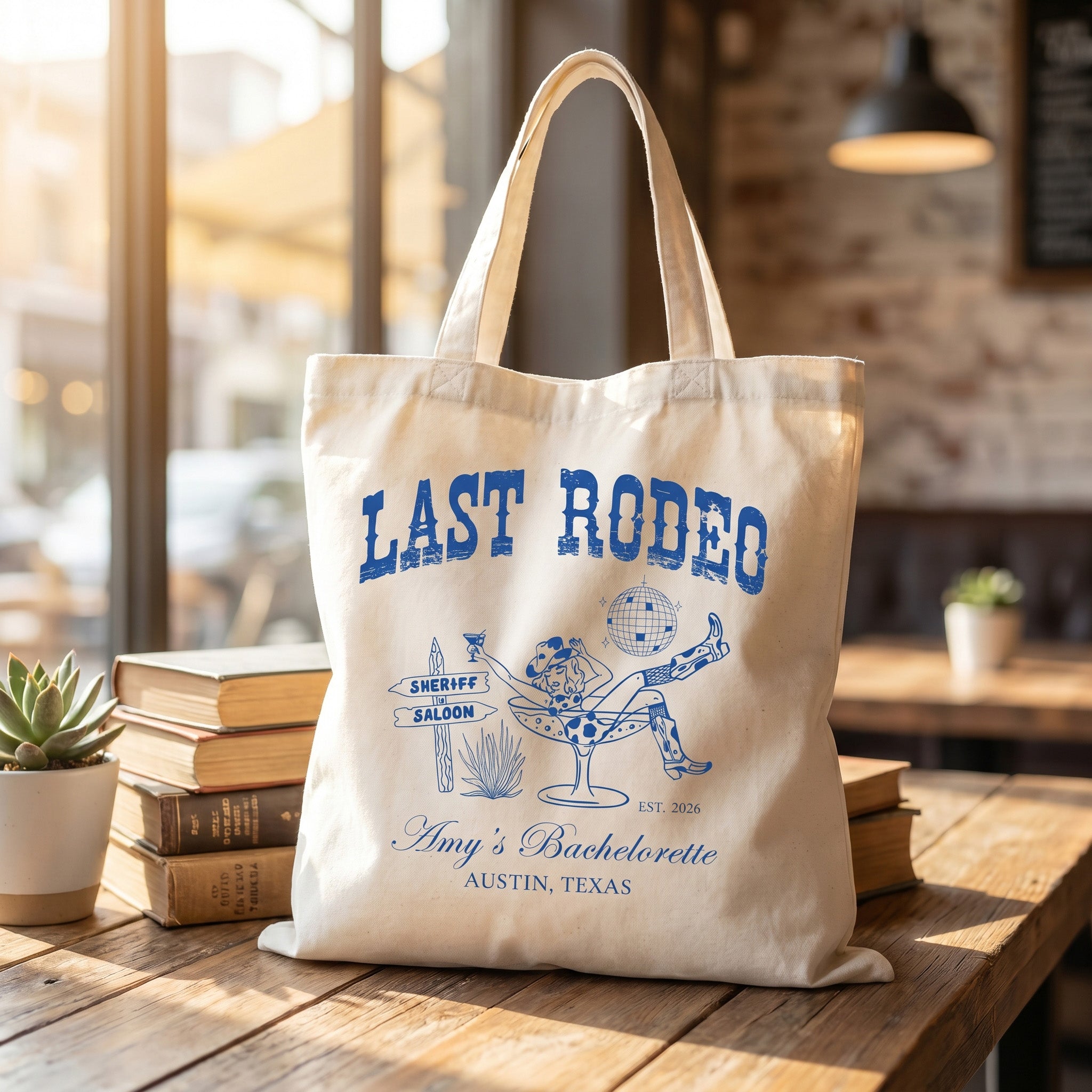 RodyThread Coastal Cowgirl Bachelorette Canvas Tote Bag For Bridesmaids And Beach Bride Western Preppy Aesthetic Cream Blue Last Toast On The Coast Hangover Kit Gift Bag Custom Bridesmaid Favor Girls Trip Reusable Beach Tote (Copy)