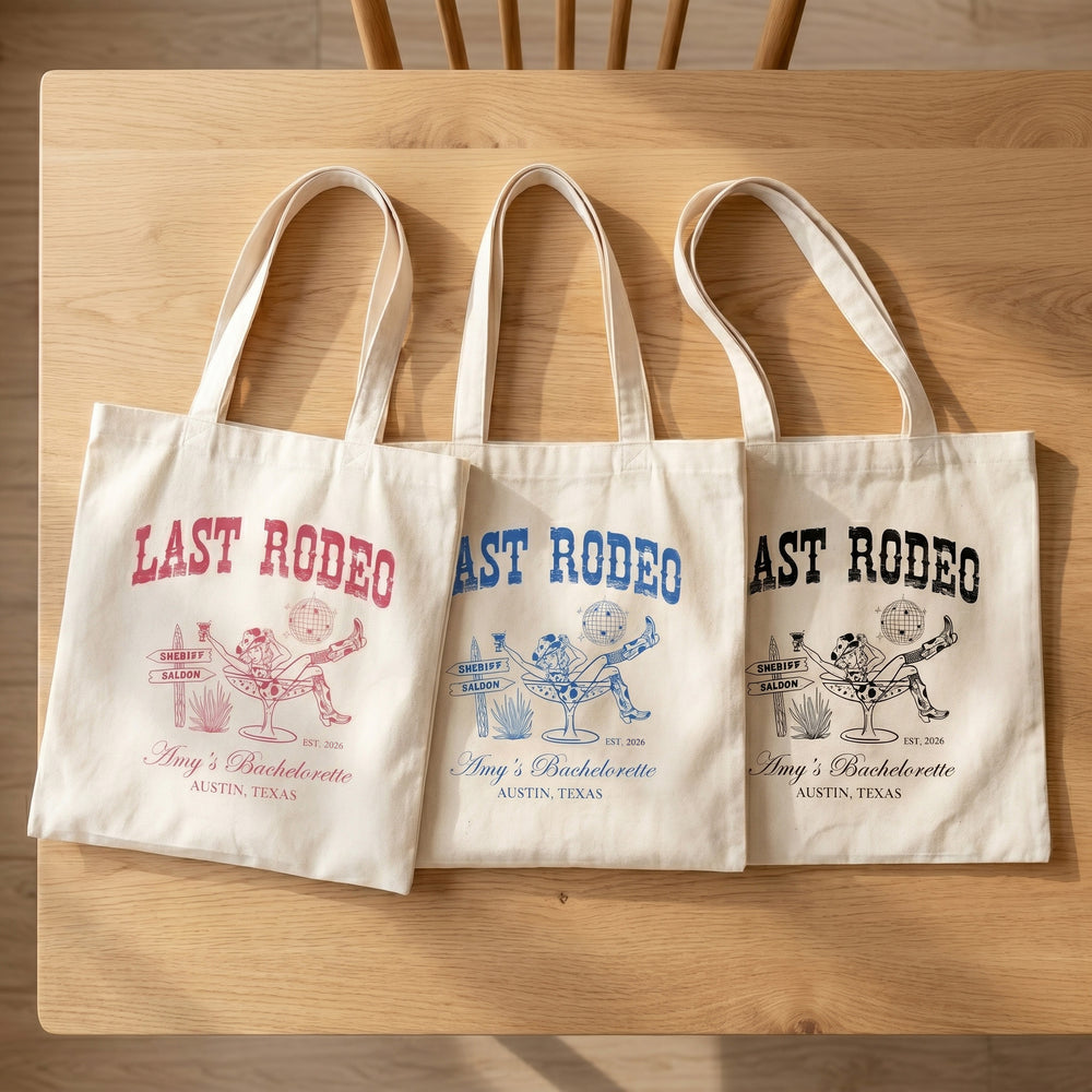 RodyThread Coastal Cowgirl Bachelorette Canvas Tote Bag For Bridesmaids And Beach Bride Western Preppy Aesthetic Cream Blue Last Toast On The Coast Hangover Kit Gift Bag Custom Bridesmaid Favor Girls Trip Reusable Beach Tote (Copy)