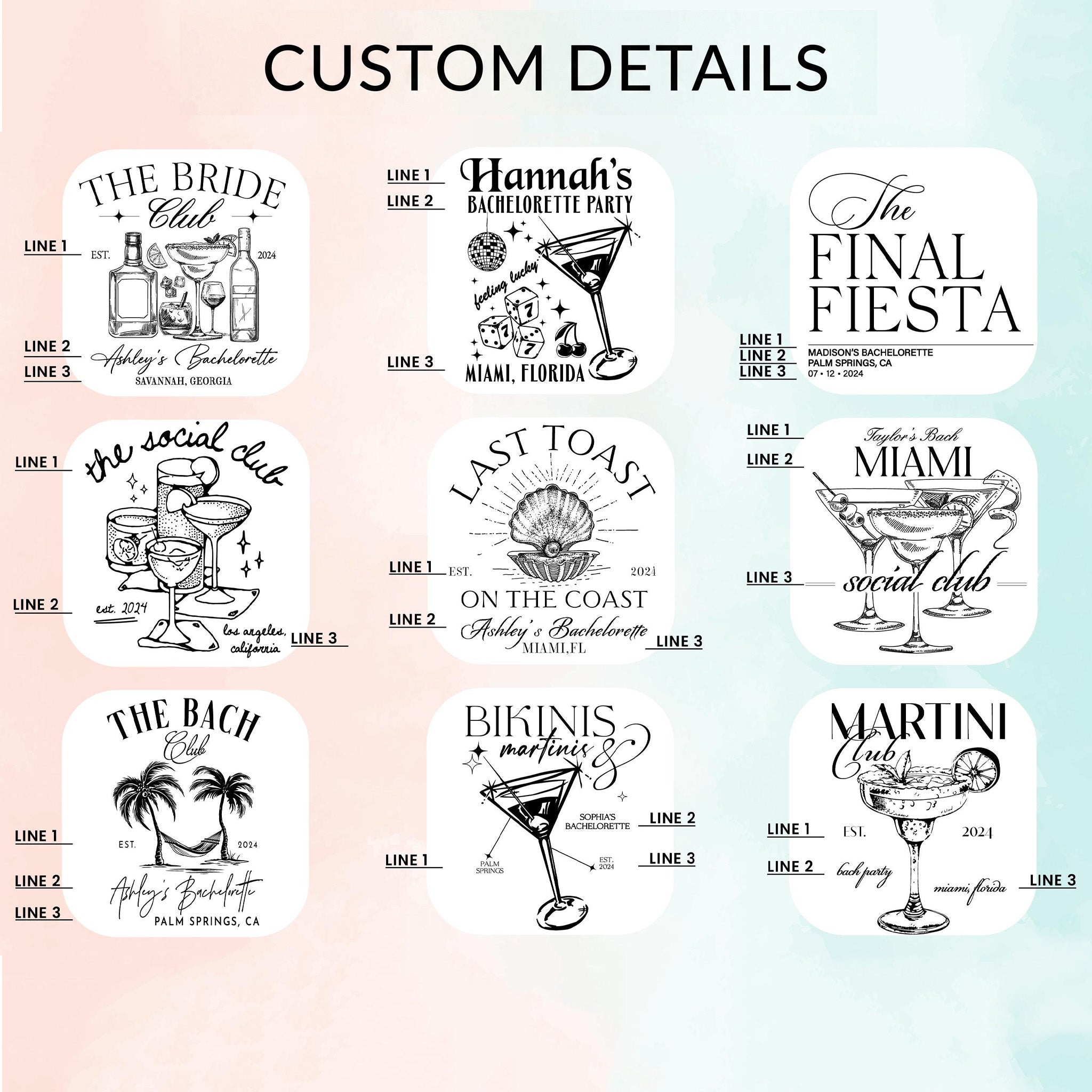 RodyThread Custom Bachelorette Bag Canvas Tote Bag for Bride and Bridesmaids Girls Trip Tropical Desert Party Palm Springs Aesthetic Natural Cotton Canvas Beach Tote Bach Club Custom Gifts for Her Hawaii Getaway Swag Bag Large Capacity Bridal Favors