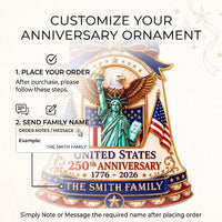 United States 250th Anniversary 1776-2026 Ornament, America 250 Semiquincentennial Patriotic Christm on a hanger, ready to ship from Los Angeles