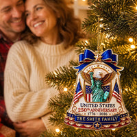 Close-up of United States 250th Anniversary 1776-2026 Ornament, America 250 Semiquincentennial Patriotic Christm for streetwear fans in Los Angeles
