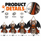 Vampire Cat Halloween Door Hanger Personalized Custom Name Wooden Front Door Sign Decor