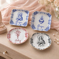 Virgin Mary Plate Personalized Catholic Ceramic Trinket Dish Vintage Religious Christian Baptism Gif on a hanger, ready to ship from Los Angeles