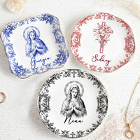 Virgin Mary Plate Personalized Catholic Ceramic Trinket Dish Vintage Religious Christian Baptism Gif available at our Los Angeles warehouse