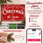 WELCOME TO CHRISTMAS Sign Personalized Vintage Metal Holiday Porch Decor Custom Family Name
