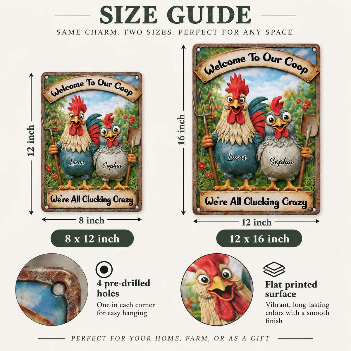 Close-up of Welcome To Our Coop We're All Clucking Crazy Sign Rustic Farmhouse Chicken Coop Decor Gift for Backy