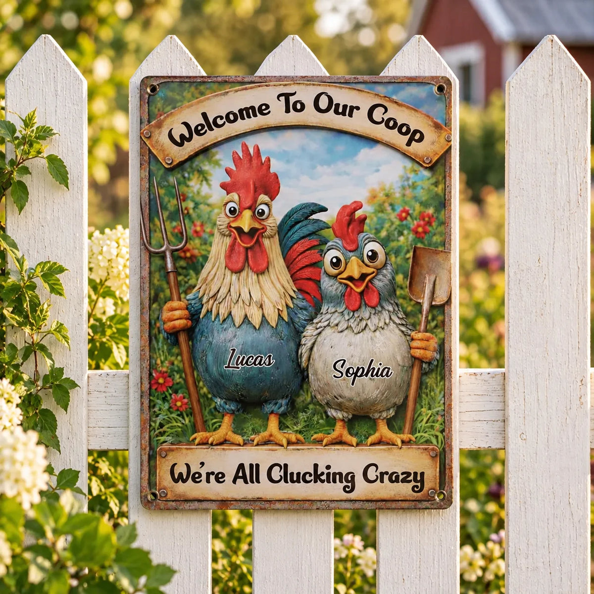 Welcome To Our Coop We're All Clucking Crazy Sign Rustic Farmhouse Chicken Coop Decor Gift for Backy