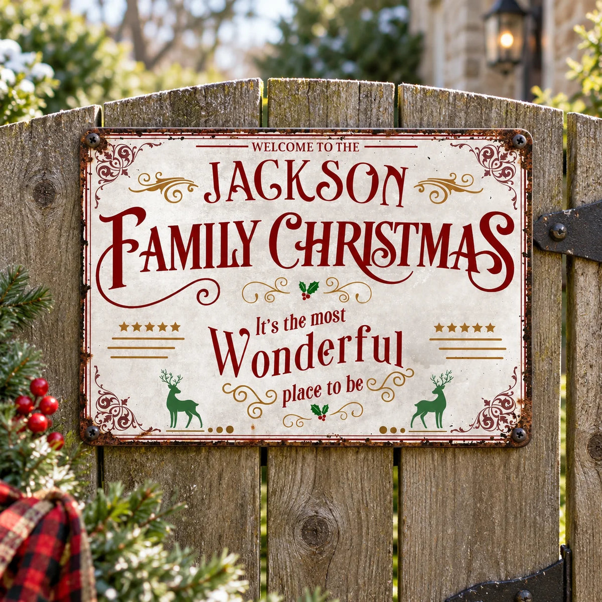 Welcome to the Family Christmas Sign It's the Most Wonderful Place to Be Vintage Rustic Holiday Deco