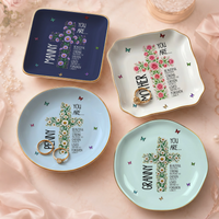 Personalized Christian Trinket Dish Jewelry Tray Birth Flower Cross You Are Bible Verse Affirmations, Cottagecore Coquette Aesthetic Pastel Ceramic with Gold Scalloped Rim Ring Dish, Custom Name Floral Cross Bible Verses Encouragement Religious Gift