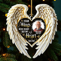Close-up of Your Wings Were Ready But My Heart Was Not Ornament, Custom Name Memorial Keepsake, Sympathy Remembr for streetwear fans in Los Angeles