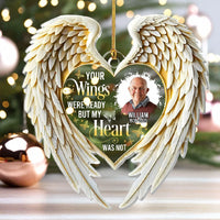Customer in Los Angeles wearing Your Wings Were Ready But My Heart Was Not Ornament, Custom Name Memorial Keepsake, Sympathy Remembr