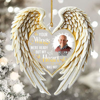 Close-up of Your Wings Were Ready But My Heart Was Not Ornament, Custom Name Memorial Keepsake, Sympathy Remembr for streetwear fans in Los Angeles